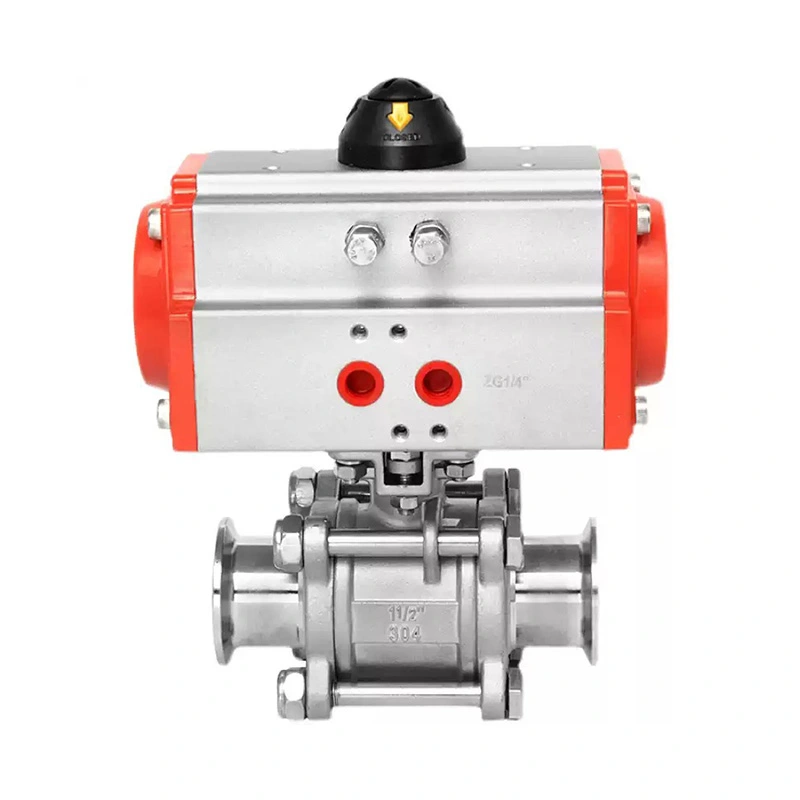 Sanitary Pneumatic Straight 3-Piece Ball Valve Sanitary Pneumatic Straight 3-Piece Ball Valve
